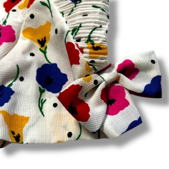 Vintage 80s CARELLE White Floral Button Up Dress Women’s Size Large Spring Retro - Picture 4 of 16